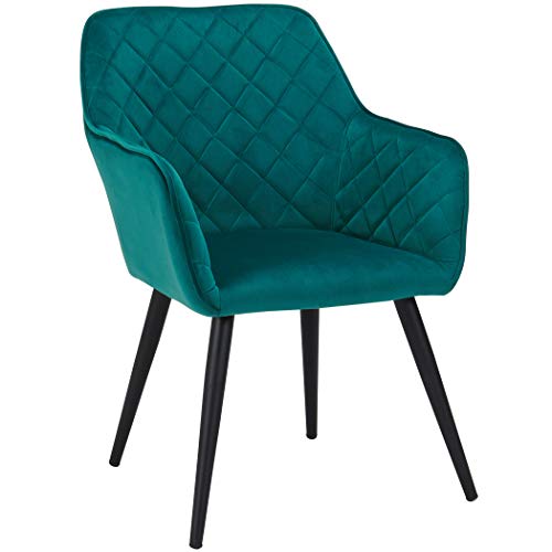 Duhome Dining Chairs,Contemporary Accent Chairs Single Sofa Velvet Fabric Cushion Seat Metal Legs Rack Support Middle-Back Soft Back Chairs for Living Room Home Office Cafe Restaurant Green