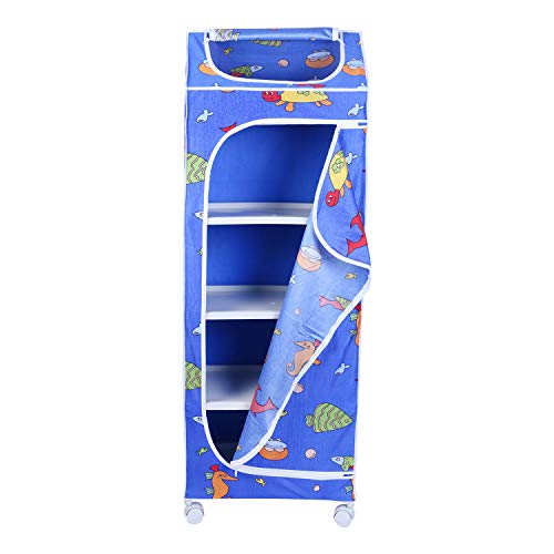 Image of Little One's | 5 Plastic Shelves Baby Foldable Wardrobe (Made in India), Unbreakable Material, (Steel Structure) | Aquatic Blue | H5 /FB