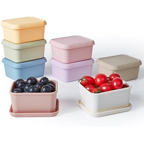 ISSEVE 8oz Silicone Snack Containers for Kids, 1 Cup Reusable Small Containers with Lids, Leak Proof Silicone Food Storage Containers, Kids Lunch Box Containers for Daycare, School, Travel (8) Cover