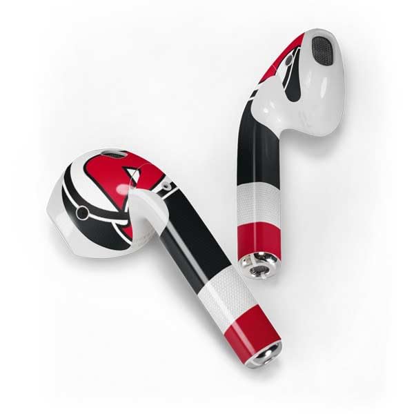 Skinit Decal Audio Skin Compatible with Apple AirPods - Officially Licensed NHL New Jersey Devils Jersey Design