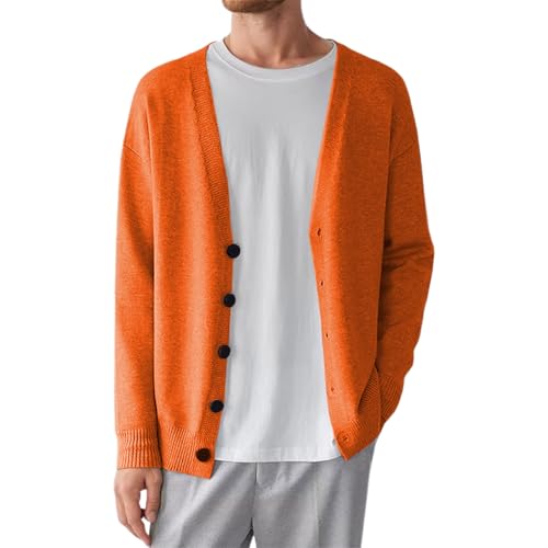 Mens Cardigan Sweaters with Buttons V Neck Loose Sweater Casual Lightweight Button Down Knitted Cardigan Sweater