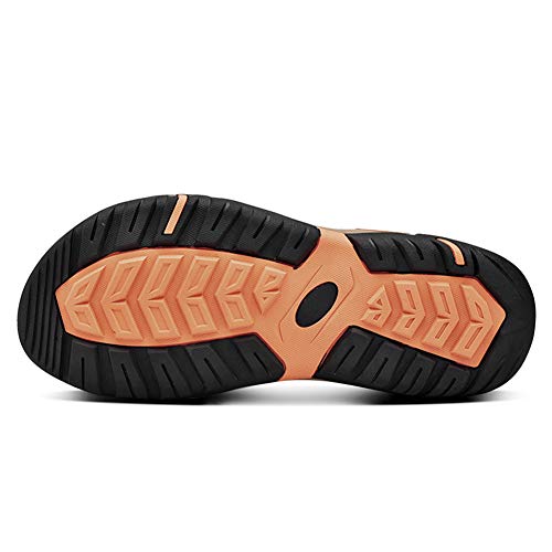 LLTMALL Men's Outdoor Strap Sandals Leather Beach Sandals Shoes with Hook Loop3