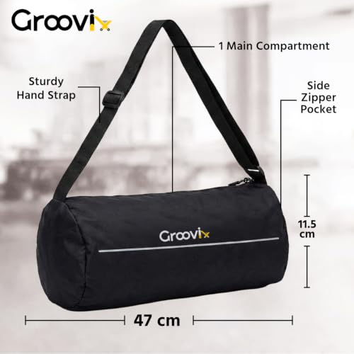 Image of Groovix Gym Bag for Women & Men, 17L Duffle Bag for Gym, Yoga, Cricket & Sports, Duffle Bags for Men, Gym Duffle Bags, Travel Bag, Branded Gym Bag