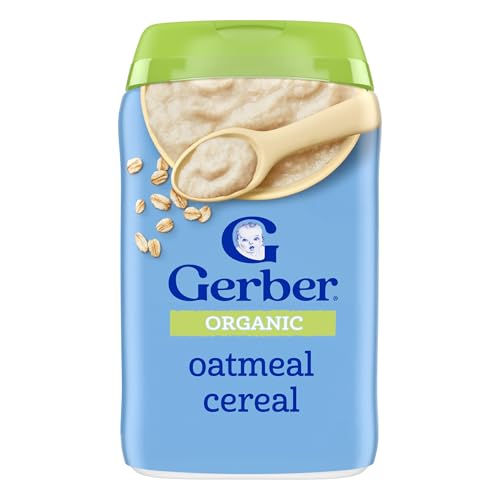 Gerber Stage 1 Baby Food, Organic Baby Oatmeal Cereal, 14g Whole Grains, Iron, Zinc & Vitamin B12, Infant Cereal
