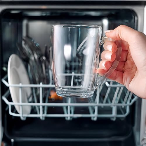 Glasmark KROSNO 1992 Gläser Set Kaffeegläser Teegläser Mit Henkel 6 Stück 300 ml Kaffee Tee Latte Glas Teetassen Glasbecher Trinkglas Spülmaschinengeeignet Ala