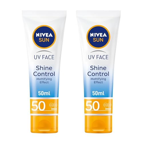 NIVEA SUN Face Cream UV Shine Control SPF 50 Tube 2 x 50ml