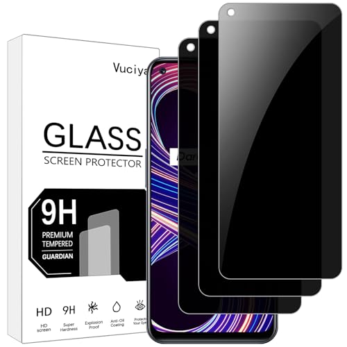 Vuciya 3 Pack PrivacidadScreen Protector Compatible con Realme 8/Realme 8 Pro vidrio templado,Dureza 9H,Sin Burbujas, Antihuellas,Antiarañazos,HD Protector pantalla