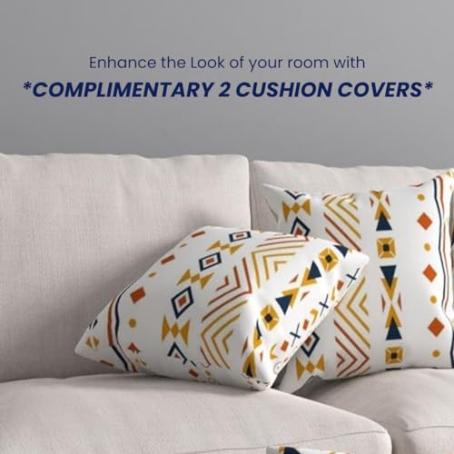 Image of Urban Space 100% Cotton Geometric Light-Filtering Curtain For Door,Boho Decorative Curtains 7 Feet Long With Eyelets & Tieback,2 Curtains Covers(Door,7 X 4Ft,Cushion Cover,16 X 16 Inch,Boho Orange)