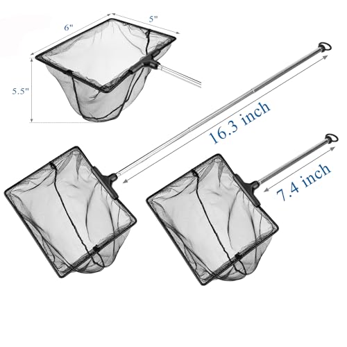 Image of Lpraer Aquarium Fish Net with Extendable Stainless Steel Long Handle Fine Mesh Net for Fish Tank
