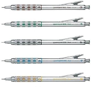 Pentel Graphgear 1000 Automatic Drafting Pencil, 0.3 mm, 0.4 mm, 0.5 mm, 0.7 mm, 0.9 mm 5pics Set by Pentel