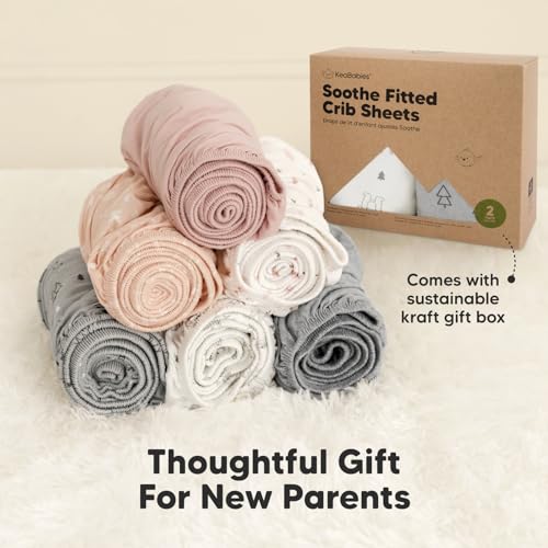 Keababies 2-Pack Organic Crib Sheets For Boys, Girls, Jersey Fitted Crib Sheet, Baby Crib Sheets Neutral thumb #8