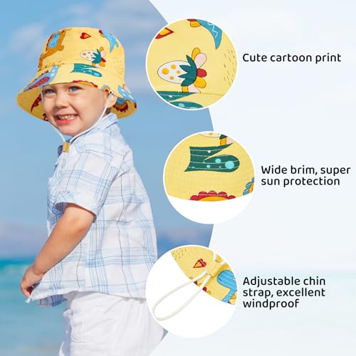 Durio Toddler Sun Hat with Adjustable Chin Strap, UPF 50+ Wide Brim Toddler Bucket Hat, Baby Summer Beach Hat for Boys Girls4