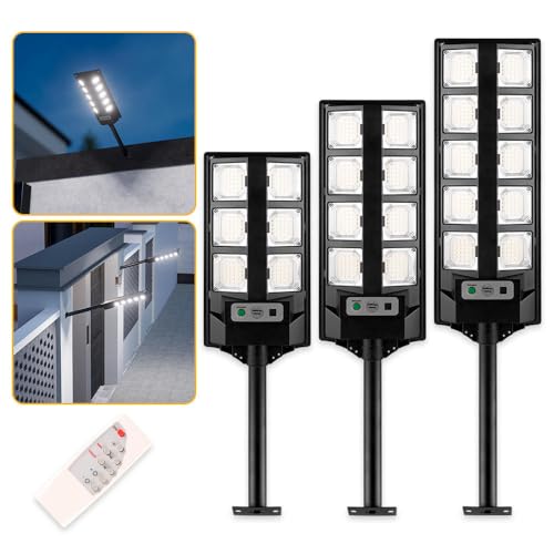 Image of SHOPOGENIX Solar Powered Street Light Outdoor | Ultra Bright LED Security Lamp with Motion Sensor | Auto Dusk to Dawn Waterproof Solar Light for Driveway, Backyard, Garden (10 Grid Led-FBA)