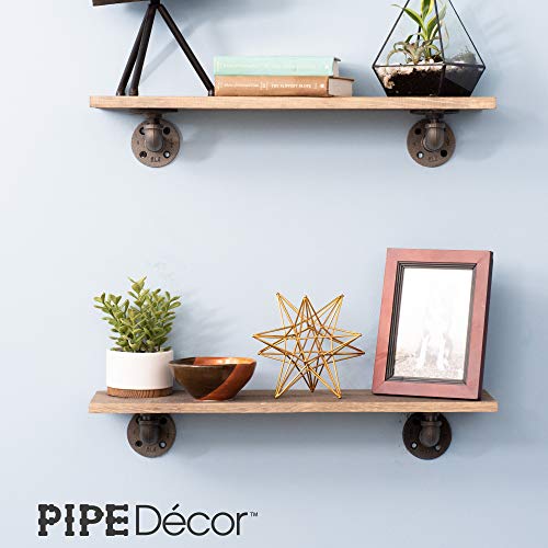 Pipe Décor Industrial Pipe Shelf Brackets 4 Pack, Authentic Pipe Plumbing Fittings And Pieces, Wall Mounted Double Flange Floating Shelves, Rustic Bracket Set For Vintage Shelving Decor (2 Inch) #TOP7