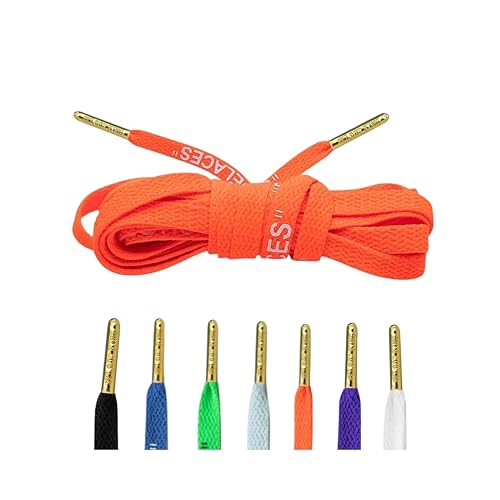 Loop King Laces - Premium Orange Off White Style Flat Shoe Laces for Sneakers and Tennis Shoes, Replacement Shoe Strings for Men & Women, Shoelaces for Athletic Shoes for Adults 63 inches 160 cm long