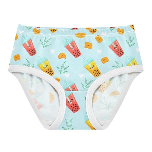 Joisal Toddler Girls Underwear 2t Cotton Little Girl Panties Aesthetic Briefs Underpants Cute Cartoon Bubble Tea Blue - Main Image