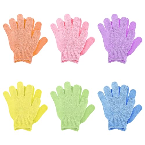 SYEYCW 12 Pcs Exfoliating Gloves, Natural Bamboo Exfoliating Bathing Accessories, Body Exfoliator Glove for Shower, Spa, Massage and Dead Skin Cell Remover Loofah, Exfoliator for Skin Cleansing
