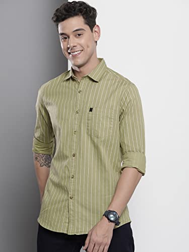 Image of The Indian Garage Co Men Regular Fit Striped Full Sleeves Cutaway Collar Casual Shirt