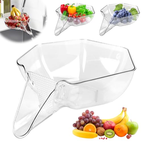 Escurridor multifuncional 2024 nuevo cesta de drenaje de cocina con embudo, colador de drenaje de cocina, colador transparente, fregadero de cocina para lavar frutas, verduras, ensaladas, alimentos,