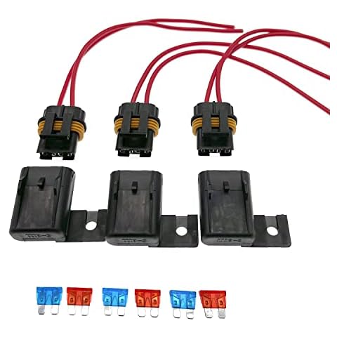 HYXUAN 3 Pack Waterproof ATC/ATO Inline 16AWG Fuse Holder with 3pcs 10A&3pcs 15A Fuses Cover