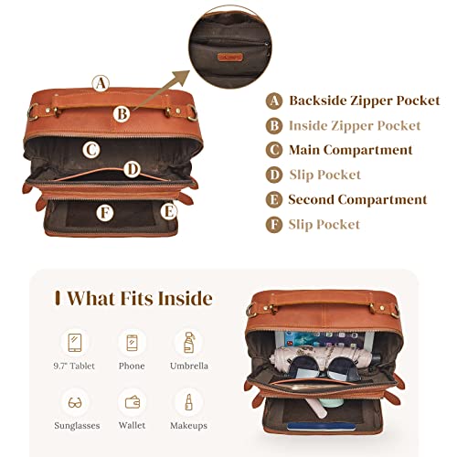 S-ZONE Genuine Leather Crossbody Purses for Women Vintage Top Handle Handbags Shoulder Bag - Image 5