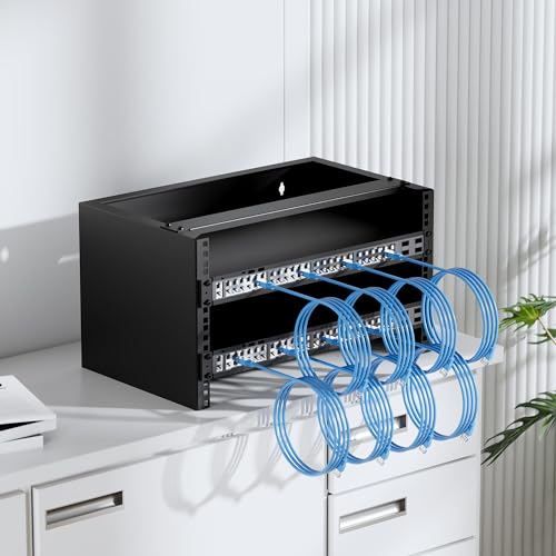 PrimeCables 6U Network Server Rack Cabinet, Shallow Network Equipment Cabinet Wall Mount for Home Office Server Environments, 19.7″ Width x 12″ Deep, 44 lbs Capacity
