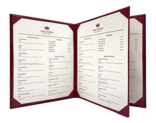 Burgundy, 5-Pack, Restaurant Menu Covers - 8.5