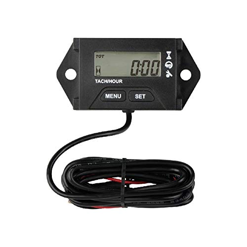 Runleader RL-HM059 LCD Inductive tachometer with waterproof hour meter for all gasoline engine Snowmobile Paramotors, Chainsaws, Marine Engines - Inboards and Outboard mower (1 piece)