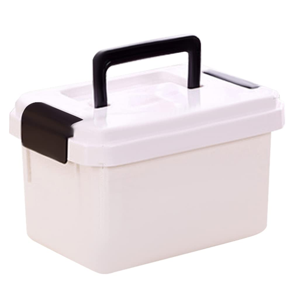 Luxshiny Box Small Medicine Box Lockable Medication Travel Kit Pill Containers Double Glasses Case for Women Home Medicine Case Pill Case Emergency Cabinet Child Plastic White