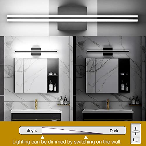 Image of SOLFART 24 Inch Bathroom Vanity Light, Dimmable Black LED Bathroom Lighting Fixture, Modern Mirror Light for Makeup & Shaving
