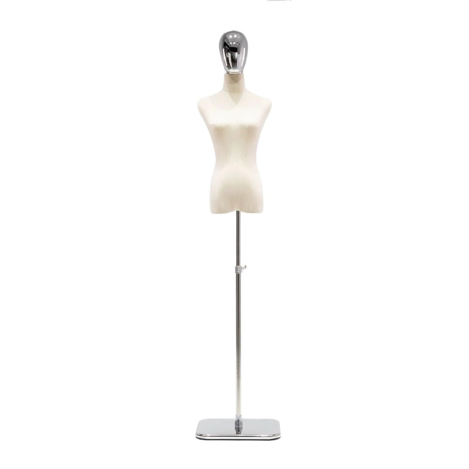 Schneiderpuppe Damen Halbkörper Schaufensterpuppe for Kleidung Weibliche Attrappe mit Chromkopf Torso(Silver no Hand)
