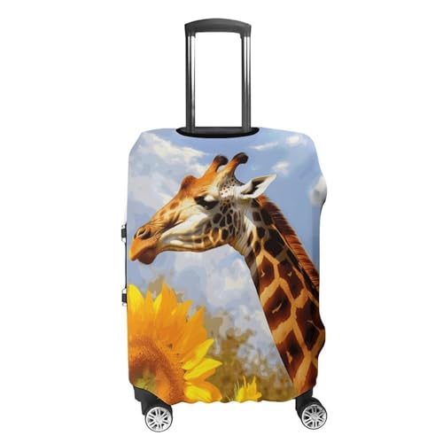 Giraffe And Sunflower Travel Luggage Cover Anti-scratch Suitcase Cover Elastic Suitcase Protective Cover Fits 19-32 Inch Luggage L4