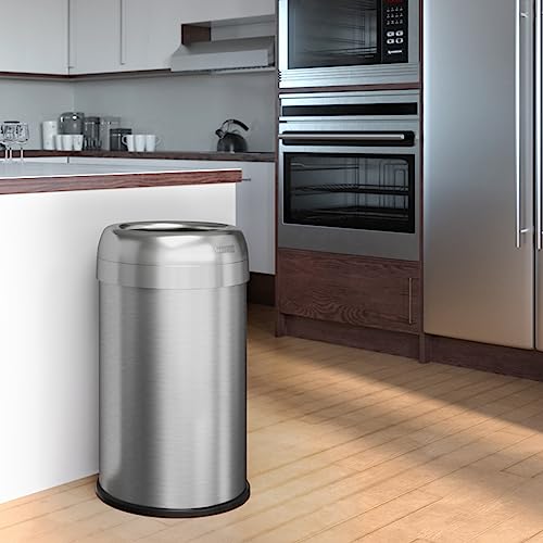 Image of iTouchless 13 Gallon Dual-Deodorizer Trash Can and Recycle Bin Stainless Steel Commercial Grade, Large 10 Inch, Home, Restaurant, Restroom, Office, Open Top, Round