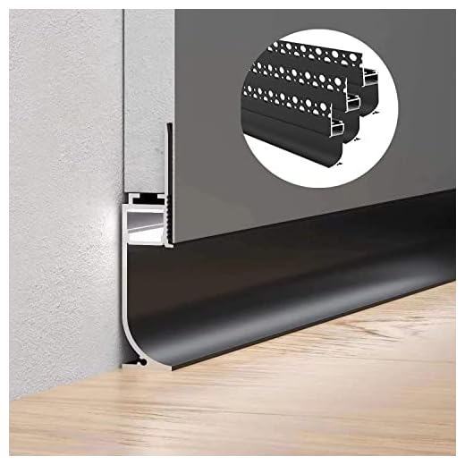 LED Aluminum Channel Skirting,3 x 2m Skirting LED Strip Light Aluminum Channel Profile Skirtingboard Baseboard Skirting Light for Living Room Bedroom Kitchen Home Theater (3Pack 2M/6.6FT)