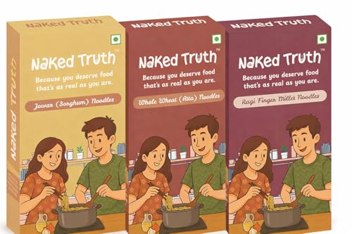 Image of Naked Truth Whole Wheat, Jowar & Ragi Noodles Pack of 3 (215g Each) | No Maida Alternative | Non-Fried Veg Hakka Noodle | High Fiber Healthy Millet Noodles Combo | No MSG /Preservatives