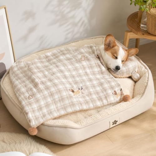 Pet Blanket and Pillow Set Thick and Warm Dog Blanket with Small Pillow | Fluffy Puppy Blanket for Small Dogs Cat Throw Blanket for Couch Bed Winter Pet Supplies Holiday Gifts for Pets Lovers - image 5