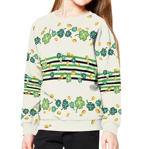 Hawapod St Patricks Day Sweatshirts Girls Boys Kids Teens Print Long Sleeve Crewneck Easter Sweatshirts4