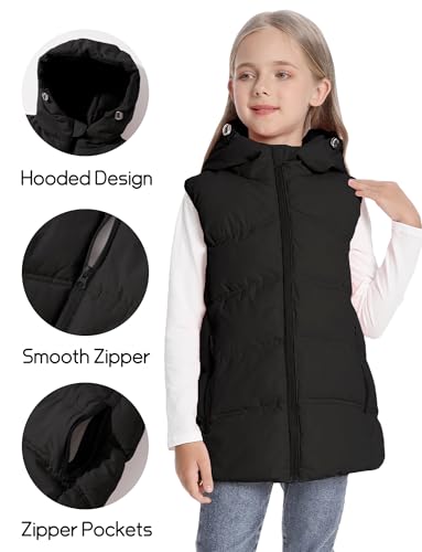 Happy Cherry Boys Girls Puffer Vest Winter Warm Zipper Hooded Sleeveless Jacket Outerwear4