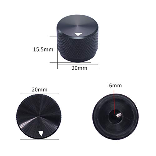 Image of Taiss / 2pcs Black Aluminum Rotary Electronic Control Potentiometer Knob for 6 mm Diameter Shaft, Volume Control Knobs, Audio knob, Guitar KnobsiA'Switch Knobs, 20mm Dia. x 15.5mm Height