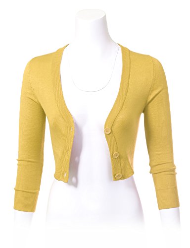 Image of Allsense Women's Cropped Bolero Shrug Cardigan | 3 /4 Sleeve, Button Down, Lightweight Knit Sweater