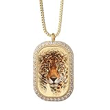 Matériau : métal no/no Collier avec pendentif guépard presque féroce fart déco tendance avec diamant cristal doré