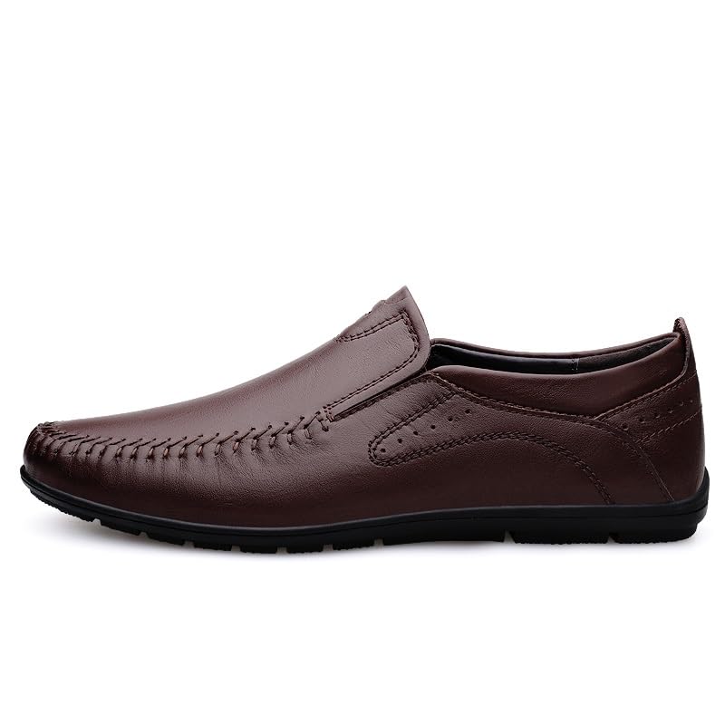 Loafers for Men Round Toe Leather Solid Color Loafer Shoes Comfortable Flexible Anti-Slip Classic Outdoor Slip-ons3
