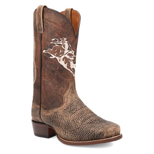 Dan Post Boots Mens Mauney Embroidered Graphic Bison Square Toe Pull On Casual Boots Mid Calf - Brown2
