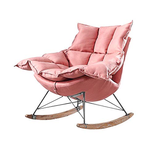 Simple Home Balcony Leisure Rocking Chair Sofa Chair Cloth Process Rocker Relax Chair Recliner with Comfortable Padded Seat Lounge Chair for Leisure Relaxation (Color : Blue) (Pink) Cover