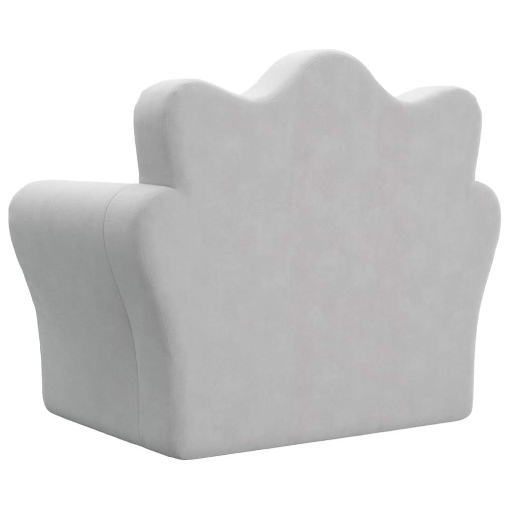 vidaXL Sofá Cama Infantil, Sillón con Reposabrazos, Mini Sofá para Niños, Sofá Cama para Dormitorio Sala de Juegos, Felpa Suave Gris Claro