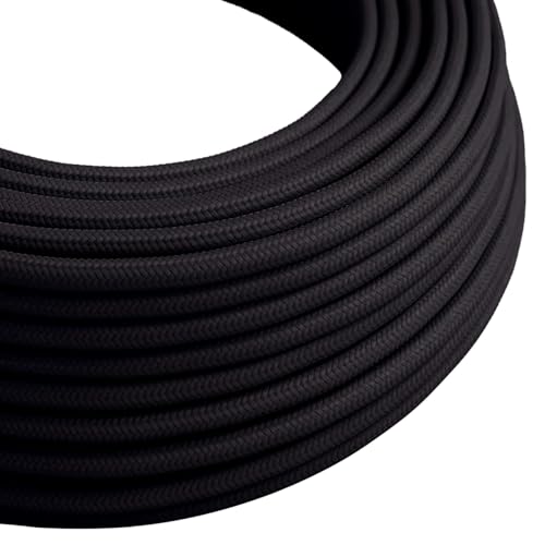 Image of LEDSone Black 18 AWG Fabric Covered Electrical Wire 32.8ft 2 Conductor Round Cloth Braided Lamp Cord 6mm Flexible Copper PVC Cable for Pendant Lights Chandeliers DIY Rewiring Indoor Projects