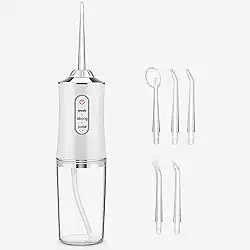 Irrigador Oral Elétrico Supersônico, 3 Modos, Tanque 220ML, Limpeza Profunda para Dentes e Gengiva - BRANCO - Premium