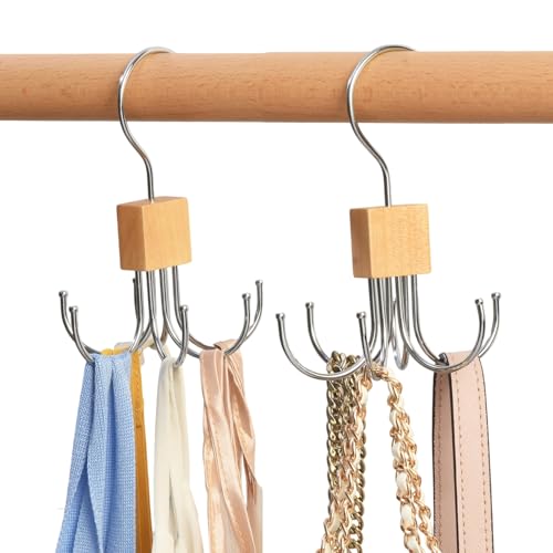 Organizador de Cinturones - Juego de 2 Soportes para Cinturones | Gancho Giratorio 360° Metal Ahorra Espacio para Dormitorio Pasillo Hogar Sombreros Bufandas