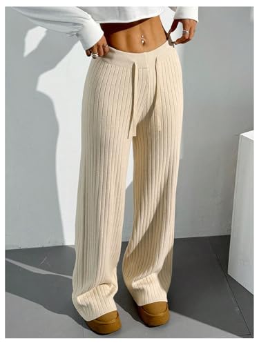 Verdusa Women's Wide Leg Sweatpants Baggy Lounge Pants Yoga Knit Waisted Comfy Workout Pants3