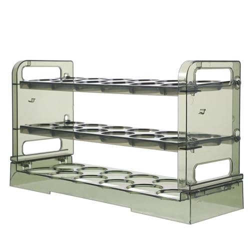 Veemoon Egg Holder for Refrigerator 3 Layers Egg Rack Egg Storage Organizer Large Capacity Egg Box Plastic Kitchen Egg Holder for Home Kitchen Countertop Supplies Green